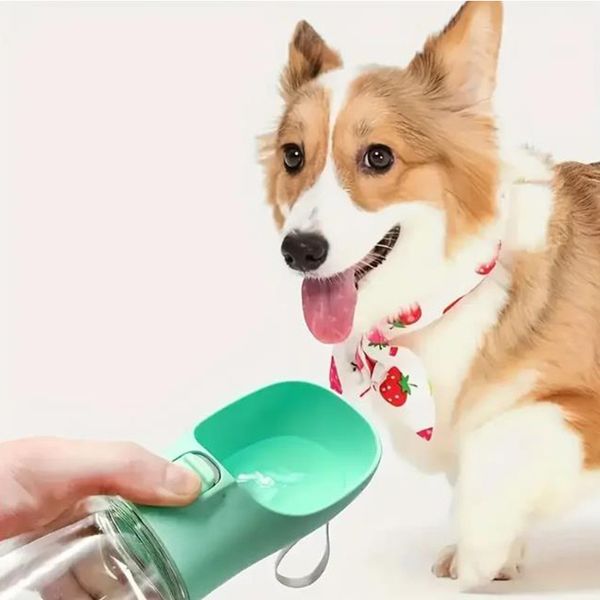 

Portable dog water bottle is durable and suitable for dogs, cats, outdoor walks, travel water bottles, cat bowls, dog supplies, and pet supplies, Green