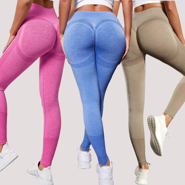 

Trendy solid color women's smiling pants, high waisted and hip lifting yoga pants abdominal shaping sports pants leggings elastic fitness outdoor leggings, Watermelon