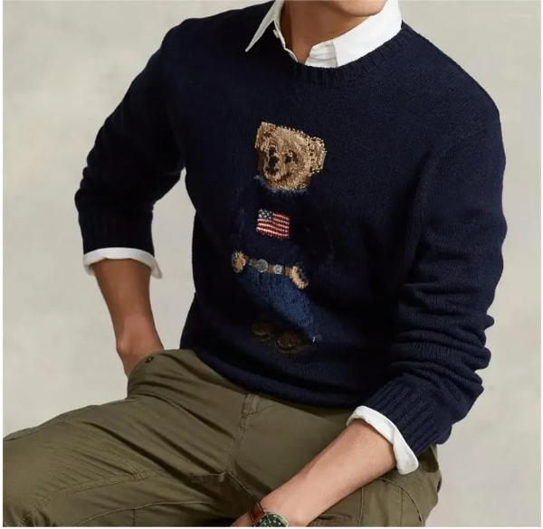 Men's sweater designer teddy bear sweater men's autumn and winter embroidered sweater knitted base sweater men's knitted high-quality top