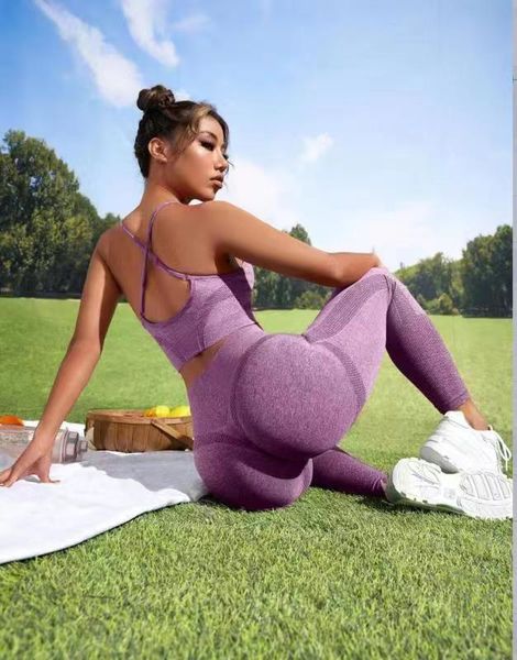 

Women's fashionable and casual hot cross back yoga suit peach hip pants yoga suit training and fitness suit sports suit tight pants elastic quick drying breathable, Blue