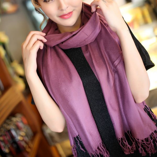 

1-701 Factory direct selling gift women's tassel shawl solid color imitation
