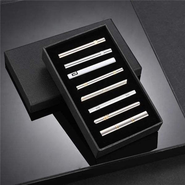 8 PCS Gold Color Tie Clips Set With Gift Box Wedding Guests Gifts For Man Shirt Cufflinks Mens Gift Jewelry For Husband 241225