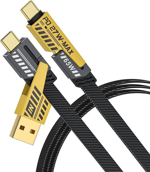 Multi Charging Cable, 4 in 1 Universal Fast Charging Cable with USB A/USB C to Type C 65W 27W PD, Connectors Cable Compatible with iPhone iPad Android Laptop