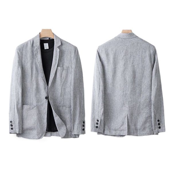 

3071 Comfortable Men's Loose Fit Fall Suit with Cotton & Linen Fabric, Orange