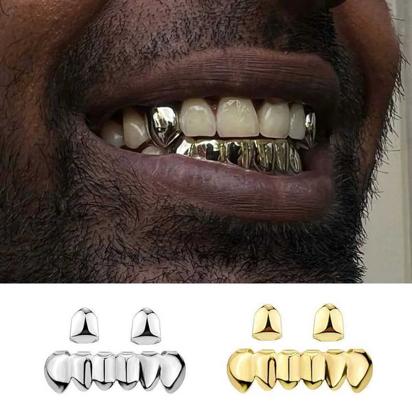 YOUNGX DIY Gold Silver Color 2/6 Teeth Grillz Hip Hop Glossy Tooth Cs For Women Men Halloween Cosplay Jewelry GiftXJ241225