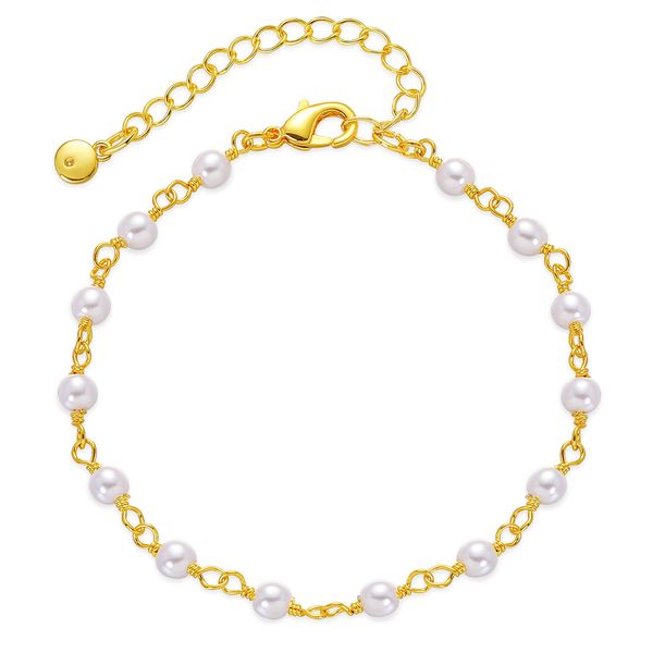 

Brass plated 18K real gold bead chain wholesale pearl pendant can extend the chain