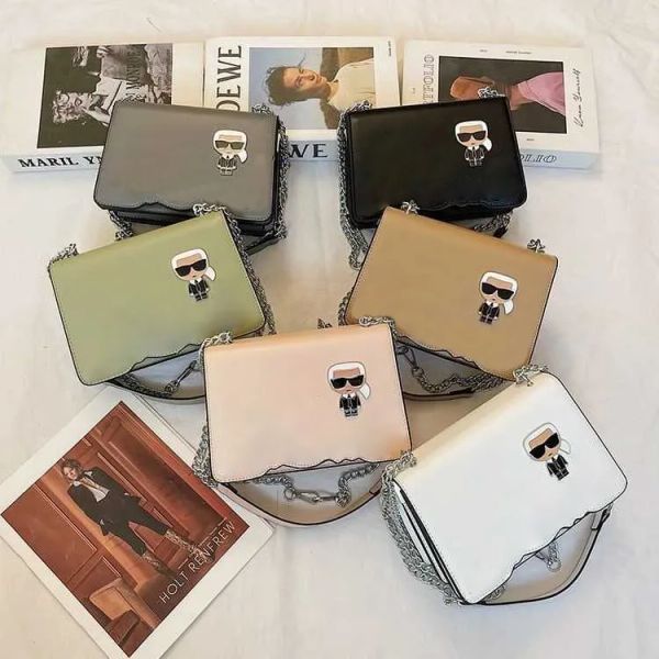 

karl designer bags Fashion casual diagonal handbag new Korean cartoon creative shoulder bag trend PU chain small bags BFG2412264, Army green