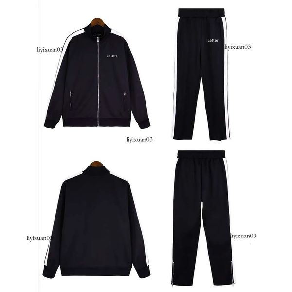 

Tracksuits Fashion Sweatpants Womens Casual Tracksuit Piece Sets Classic Print Jackets Suits Men Sport Jogging Palms Pants Sweatsuits 427, Black
