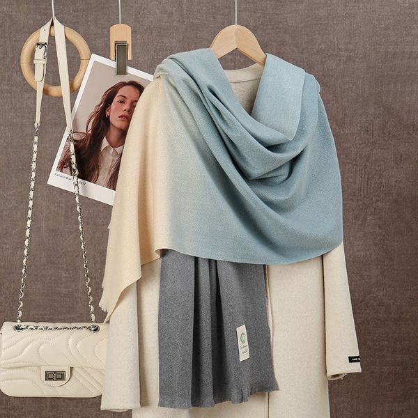 

New autumn and winter imitation cashmere gradient color matching thickened scarf --87665