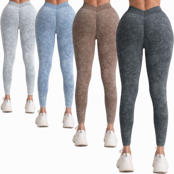 

High quality women's high waisted double hip lifting yoga gym exercise tight stretch outdoor exercise three part smile pants solid color high-quality tight pants, Matcha