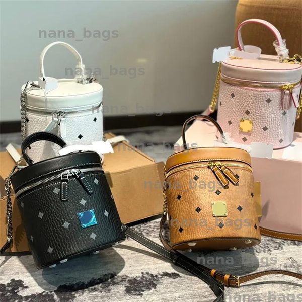 

New Genuine Leather Wealth Bucket Womens Fashion One Shoulder Handheld Cylinder Women Crossbody Bag leather evening bags tote bags BFD2412266, White