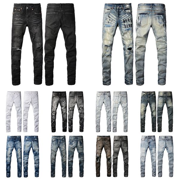 Mens Jeans Designer Fashion Ripped Jeans Slim Fit Jeans Denims For Man Black Pants