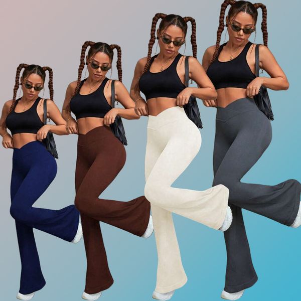 

European and American women's fashionable cross waist peach buttocks seamless triple lift buttocks frosted washed thread fitness tight fitting sports pants, Matcha