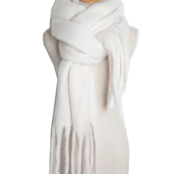 

Autumn and winter new women's shawl long tassel thick beard solid color scarf --82703