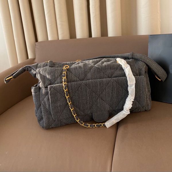 

Designer bags Classic Luxury Women Denim Armpit bag Handbag Canvas Beach bag Chain handbag Shopping Bag Large capacit yTote travel bag Denim blue bag Fortune Bag 40m, Dark grey