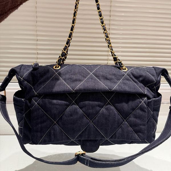 

Designer bags Classic Luxury Women Denim Retro Armpit bag Canvas Beach bag Chain handbag Shopping Bag Large capacit yTote travel bag Denim blue bag Fortune Bag 40m, Dark grey