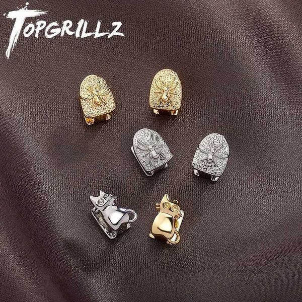 TOPGRILLZ Trend Single Animal Teeth Grillz Hip Hop Glossy Tooth Cs For Women Men Bo Jewelry Halloween Decoration W241227