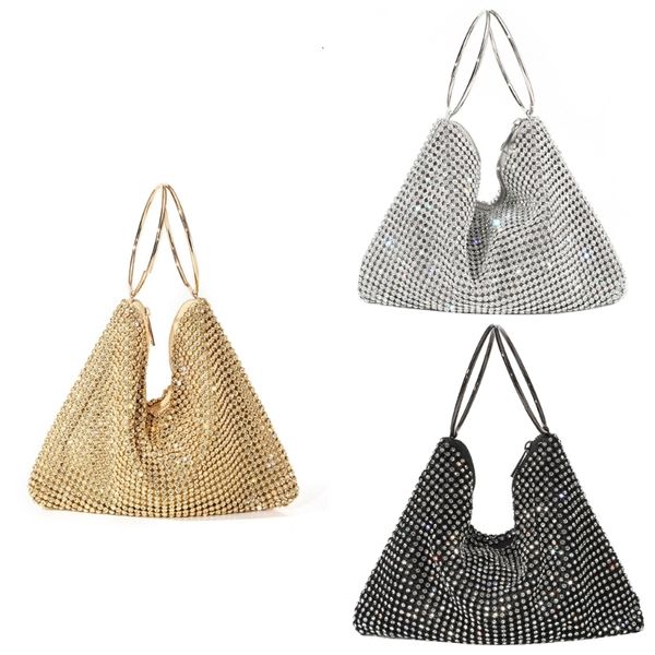 

Mirror Womens Elegant Handbag Sparkg Rhies Clutch Purse Female Rings Evening Bag For Parties, Silver