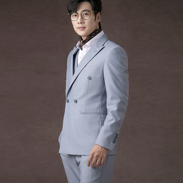 

3217 Double-breasted two-piece wedding suits groomsmen suits, Beige