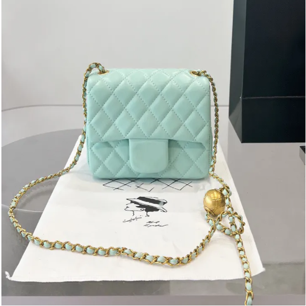 

17CM Mini Crush Ball Flap Bag Square Candy Nine Colors Classic Quilted Plaid Chain Shoulder Strap Gold Metal Hardware Crossbody Designer Luxury Ladies Handbag, F14