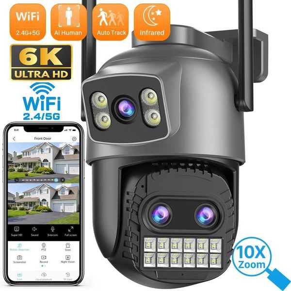 6K 15MP Outdoor PTZ Wifi Camera 10X Zoom Three Lens Dual Sns Surveillance 10MP CCTV Security CameraXJ241228