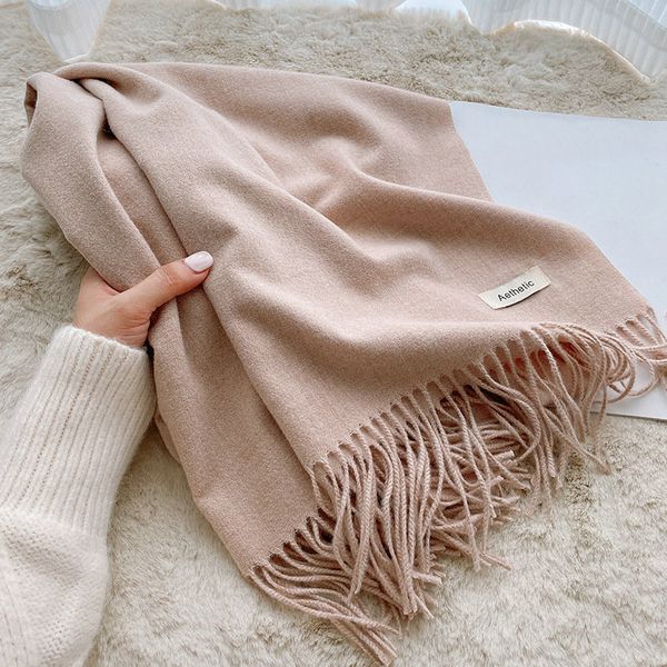 

1-776 Winter scarf for men solid color flat knitted wool couple style