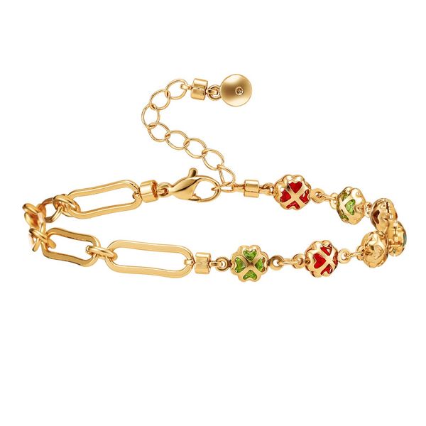 

New European and American Copper Plated 18K Real Gold Bracelet for Women with Adjustable Colored Zircon Jewelry