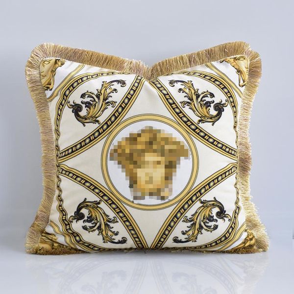 

Designer European fashion series tassel sofa pillow model villa living room bedroom decorative square cushion