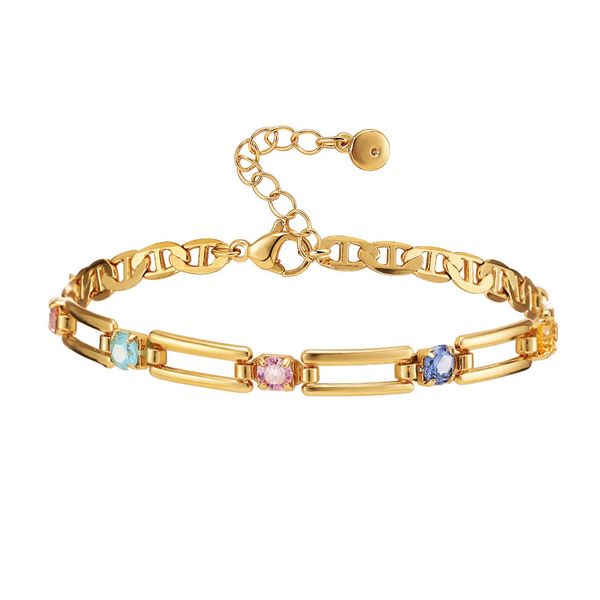 

New Copper Plated 18K Real Gold Trendy Bracelet for Women's Creative Hollow Zircon Charm Small Jewelry