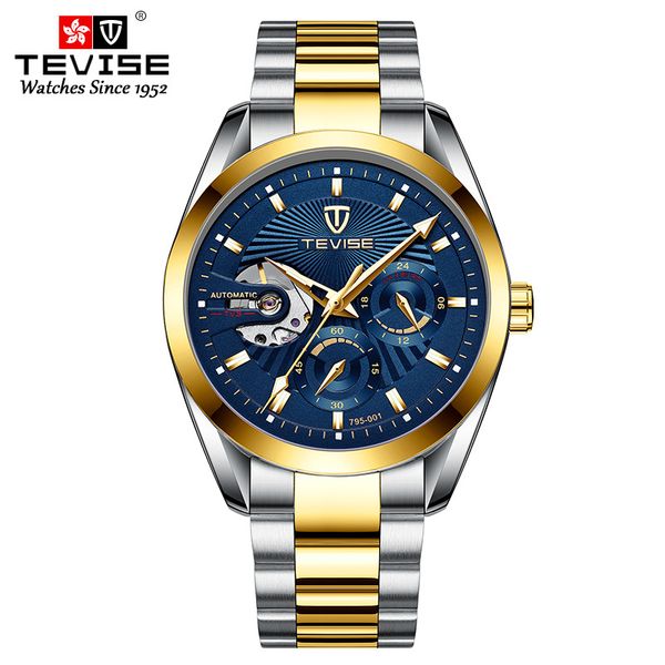 

TEVISE Automatic Mechanical Watchs Men Five-needle Multifunctional Business Watch Waterproof Classic Wrist Watches T014, T014-1