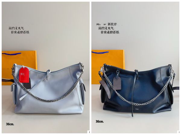 

designer new chain shopping fashionable all black Dark cargo carryall sheepskin women's bag single shoulder crossbody handbag, 32 silver