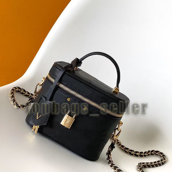 

Cosmetic Bag Women Toiletry Bag Luxury Embossed Old Flower Handbag Fashion Women Leather Crossbody Bag Black Shoulder Bag