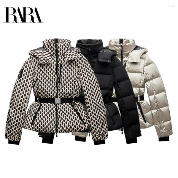 

Women's Trench Coats 2025 RARA Fashion Waist With Belt Hooded Down Cotton Jacket Commuting Warm Windproof More Comfortable To Wear, Champagne