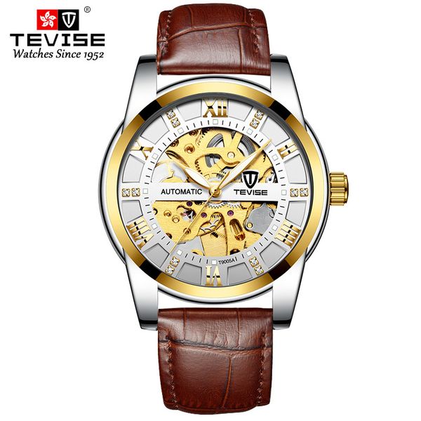 

TEVISE Automatic Mechanical Watchs Luminous Hollow Mens Watch Fashionable Mechanical Watch with Multiple Functions and Waterproof T018, T018-10