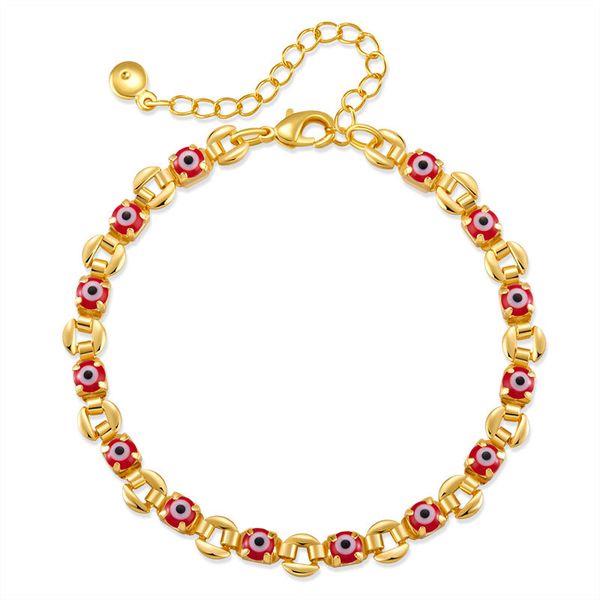 

Devil's Eye red drip oil design niche bracelet copper plated 18K real gold inlaid zircon light luxury style high-end bracelet