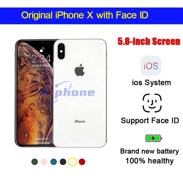 IPhone Original Unlocked 5.8 inch Super Retina OLED Screen iphone X Cellphone 3G RAM 64GB 256GB ROM Mobilephone
