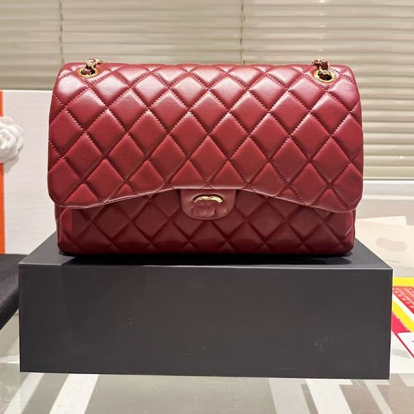 

30cm Designer Classic Double Cover Shoulder bag Women handbag Caviar Lambskin Gold/Silver Metal hardware Matilas chain multi-coloured crossbody bag Sacoche, Pink