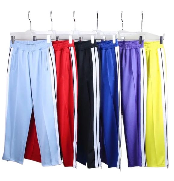 

mens pants womens pants Sports Pant Designers Tracksuits Suits Loose Coats Jackets Hoodies Sweatpants Rainbow Drawstring Zipper Trousers Casual Sportswears, Purple