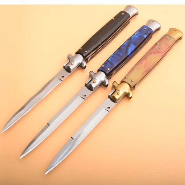 

Italian mafia knife 11 Inch AUTO Tactical knife 440C 58HRC Satin Single Blade Alloy Handle EDC BM 9 940 485 BM42 781 810 Pocket knives