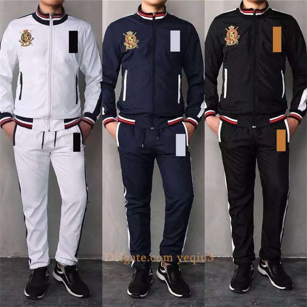 

Men tracksuit Big horse Mens Sportswear Fashion casual Jacket and Pants Sports Kit Athletic Wear Track Suit Training Gear Active Outfit Running Clothes Jogging Suit, White