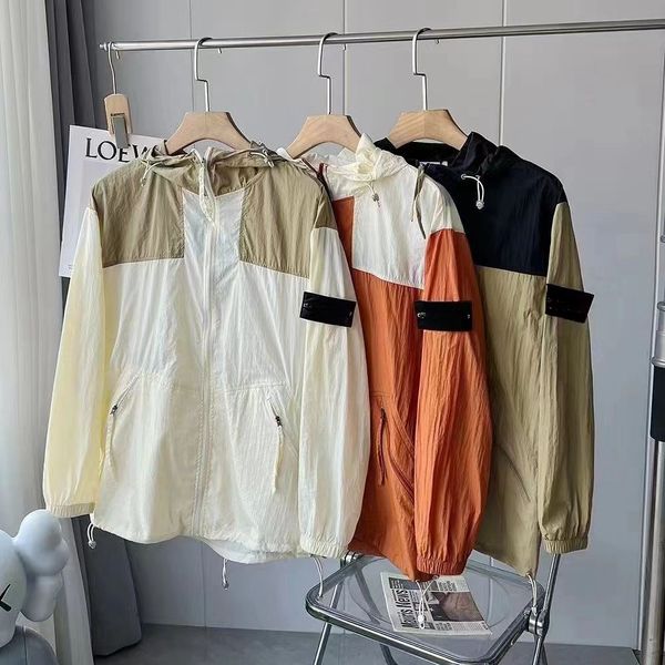 

Summer thin jacket mens sun proof coat hooded windbreaker badge loose women outdoor hooded sunscreen clothing casual coats breathable quick-dry jackets sportswear, Light tan