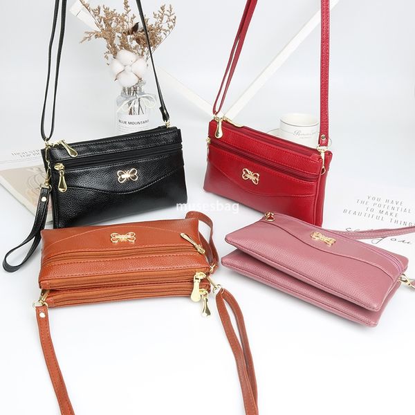 

Fashionable Women High Quality New Casual Multi functional Crossbody Small Bag Double Zipper Small Square Bag Multi layered Phone Bag Zero Wallet Handbag, Oak red