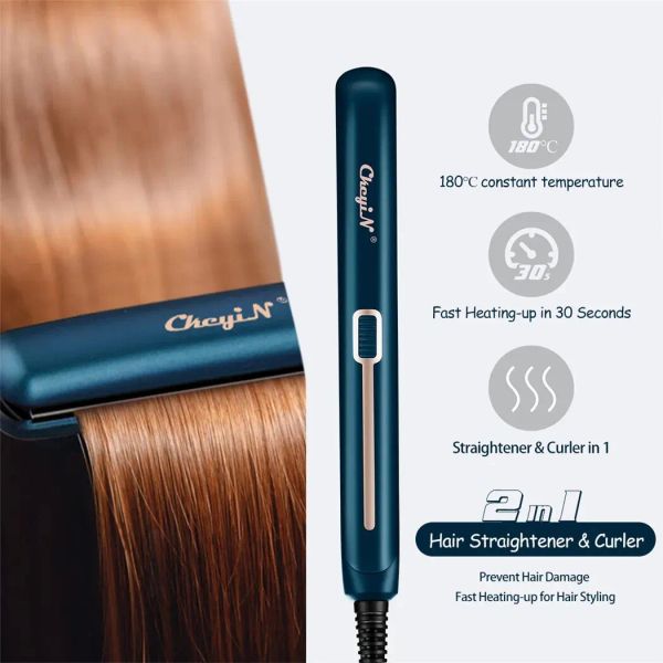 

2024 Mini Flat 2 in 1 Straightener and Curler Portable Straightening Iron Constant Temperature Hair Crimper, White