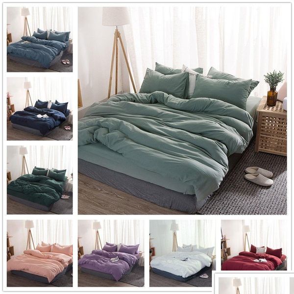 

Bedding Sets Solid Color 4 Pcs Set Microfiber Bedclothes Navy Blue Gray Drop Delivery Home Garden Textiles Supplies Otx2Z, Multi-color