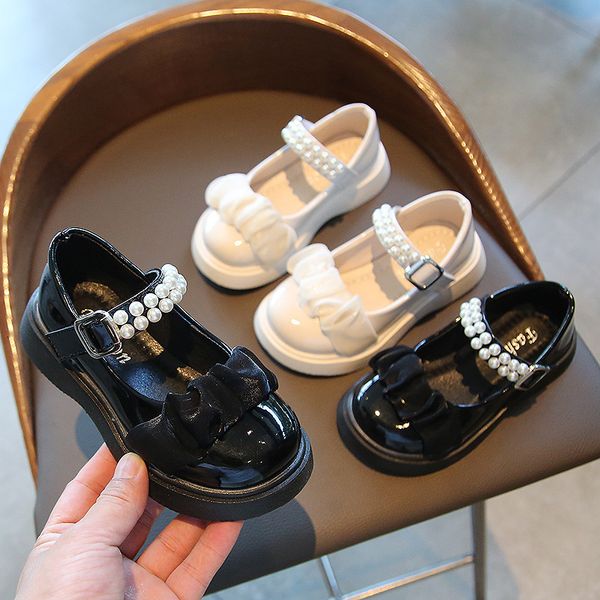 

Girls' Mary Jane Black Leather Shoes | Spring/Autumn 2024 Collection, White