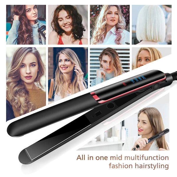 

2024 Professional Straightener Curler Electric Spt Flat Negative Ion Straight Curg Iron Plates Corrugation Hair Care, Black