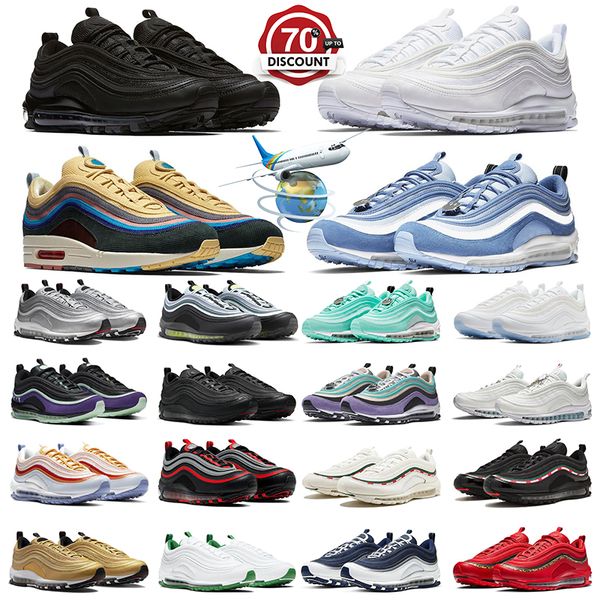 

running shoes 97 trainers 97s Triple Black White shoes Sean Wotherspoon Halloween Silver Bullet Bred Gym Red mens sneakers sports, Blue