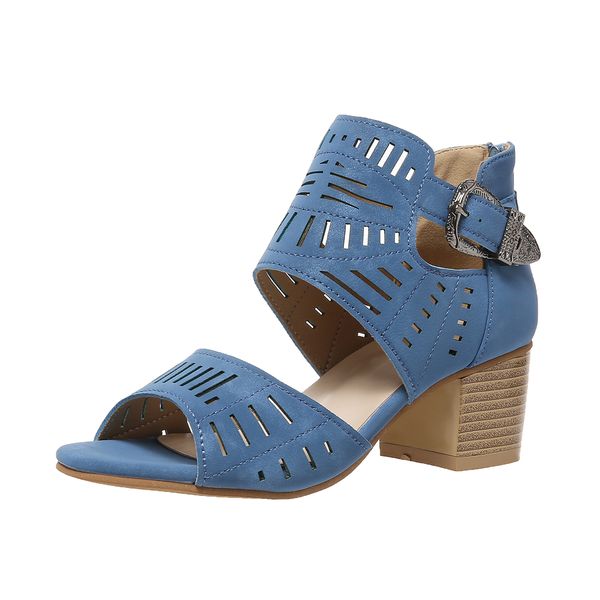 

Summer casual shoes, new women's shoes, one piece for shipping to Europe, America, and foreign trade. Large size European and American fashionable high heel sandals blue