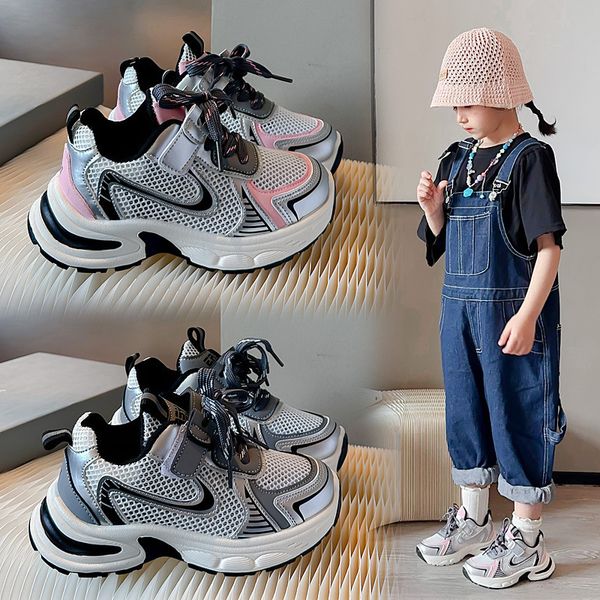 

Soft Sole Breathable 2024 Kids' Dad Mesh Sports Shoes for Boys, Pink