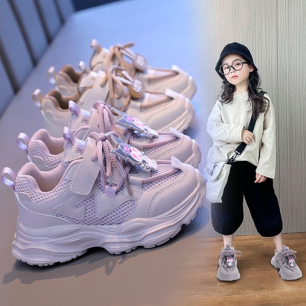 

2024 Girls' Colorful Sneakers: Breathable Mesh, Non-Slip, All-Season, Black